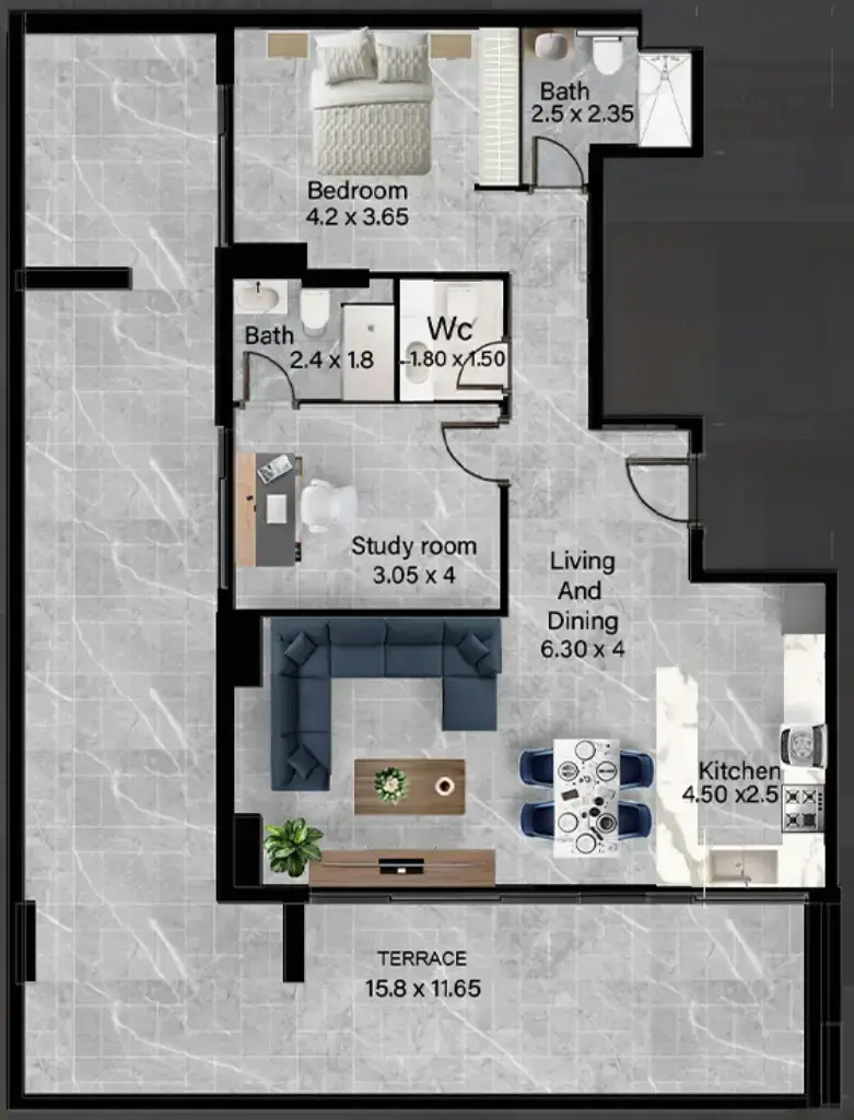 1.5 bedrooms apartments - Rose Gardens 2