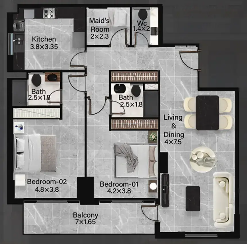 2.5 bedrooms apartments - Rose Gardens 2