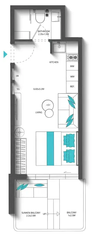 Studio apartments - REEF 996 floor plan