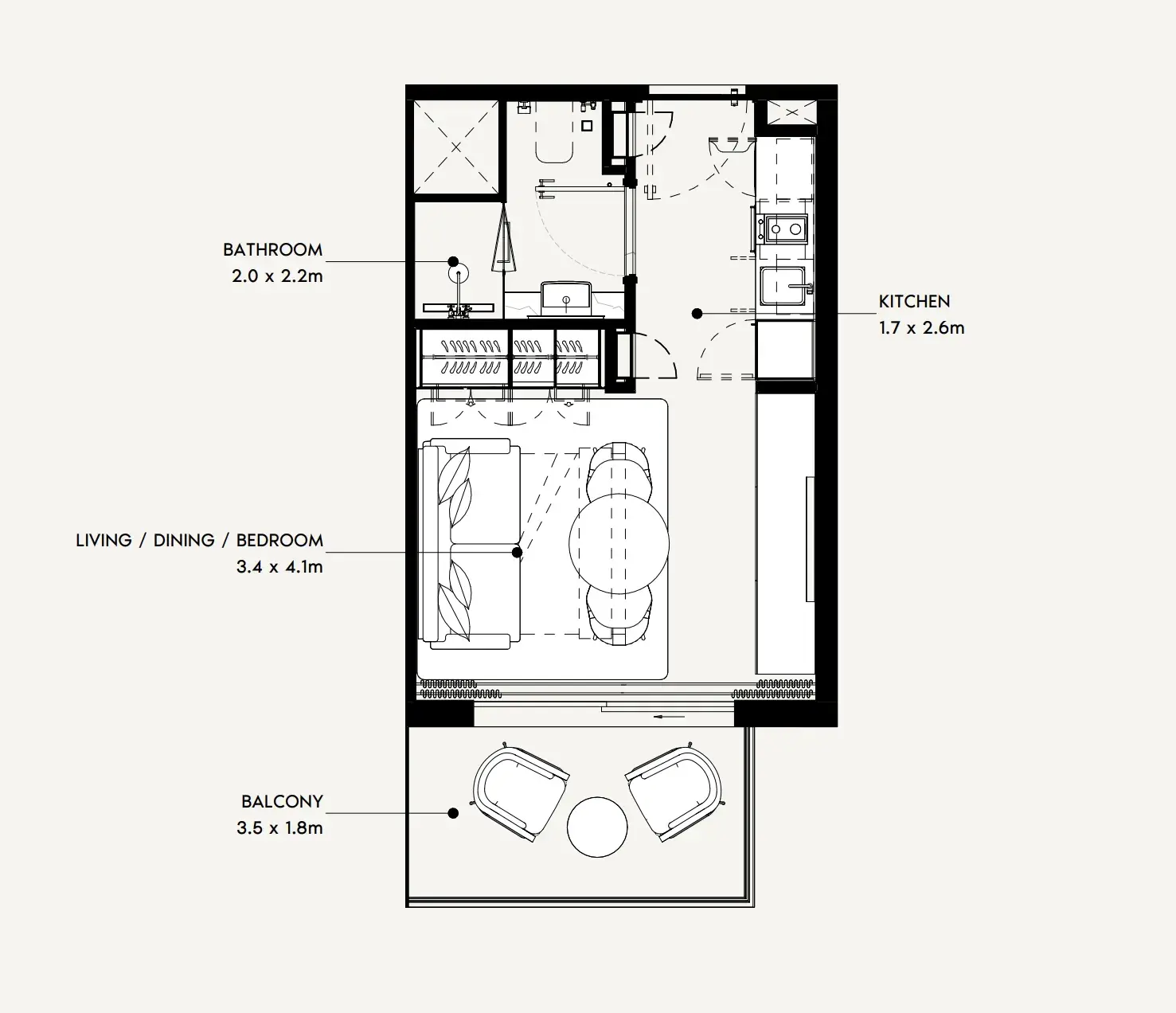 Studio apartments - Azizi Gabriel floor plan