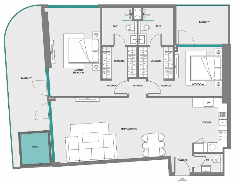 2 Bedrooms apartments - Samana Boulevard Heights