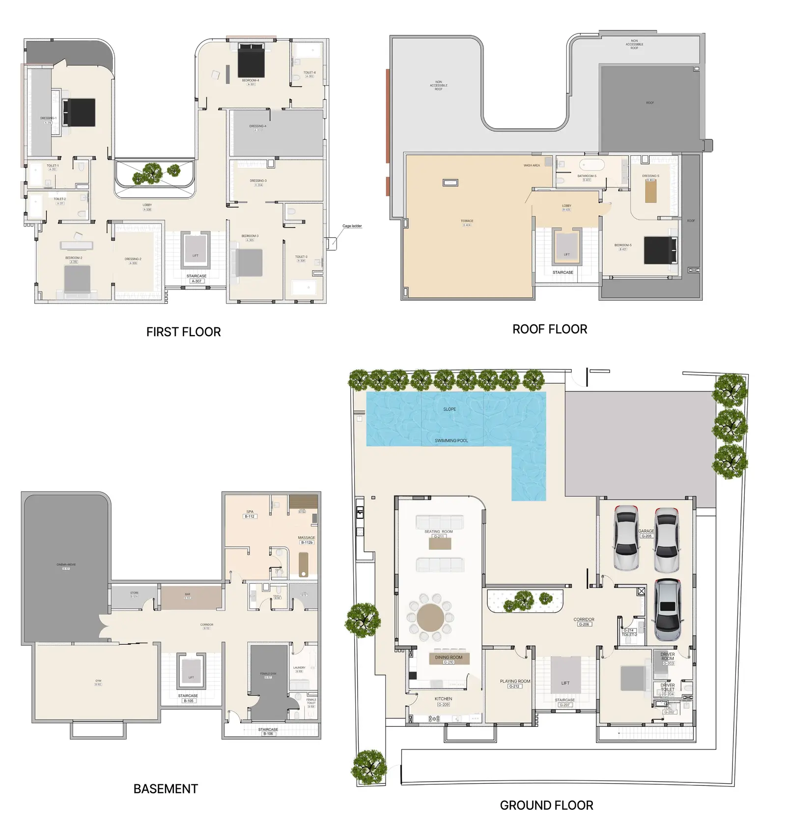6 Bedrooms villa - Kaia Villa by Atara Development floor plan