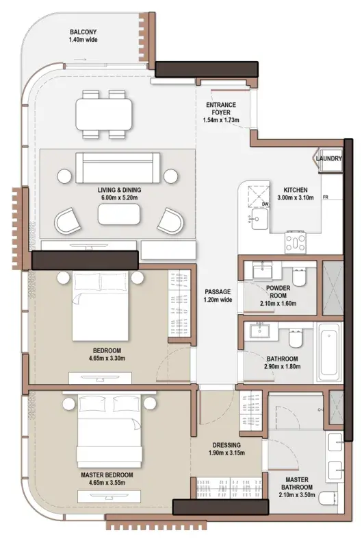 2 Bedrooms apartments - The Edit at d3