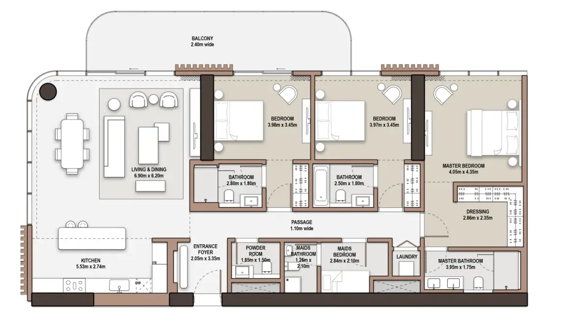 3 Bedrooms apartments - The Edit at d3