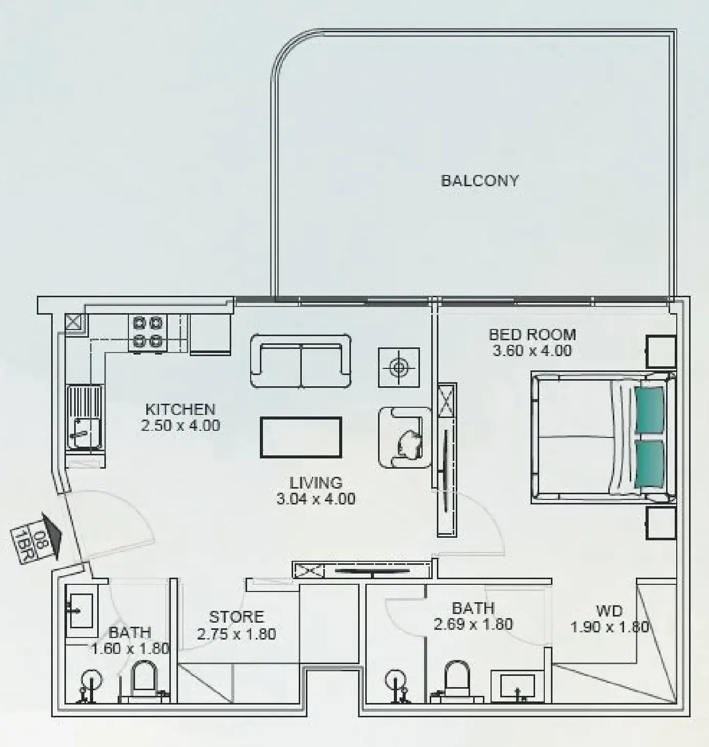1 Bedroom apartments - Floarea Breeze floor plan