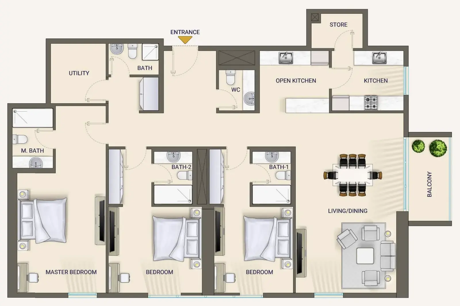 3 Bedrooms apartments - Nexara by 7th Key