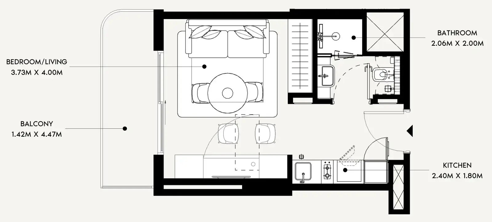 Studio apartments - Azizi Leily floor plan