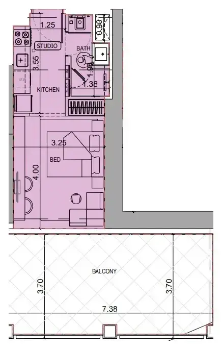 Studio apartments - Binghatti Titania floor plan