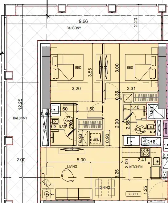 2 Bedrooms apartments - Binghatti Titania