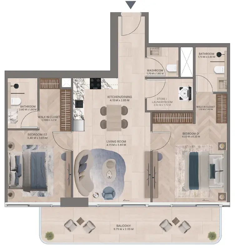2 Bedrooms apartments - Meriden Beach Residences