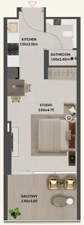 Studio apartments - Divine Al Barari floor plan