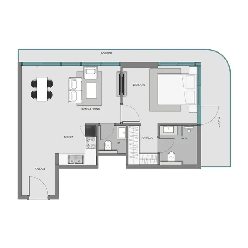 1 Bedroom apartments - Samana Hills South 3 floor plan