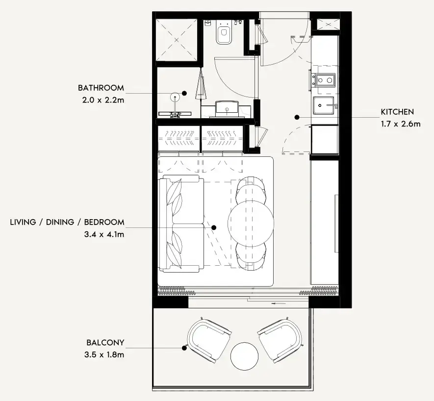 Studio apartments - Azizi Noura floor plan
