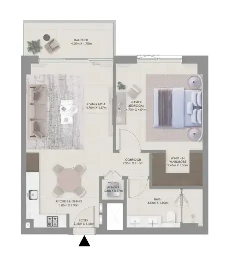 1 Bedroom apartments - Aurea floor plan
