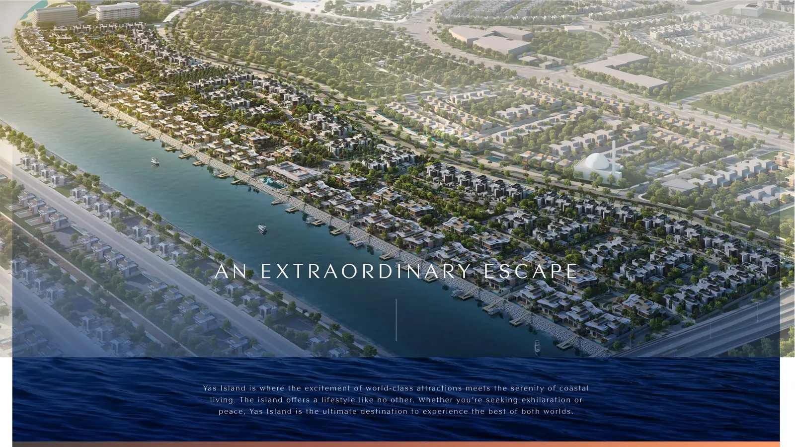 The Yas Riva master plan by Aldar showcases a luxury waterfront villa community on Yas Island Abu Dhabi.