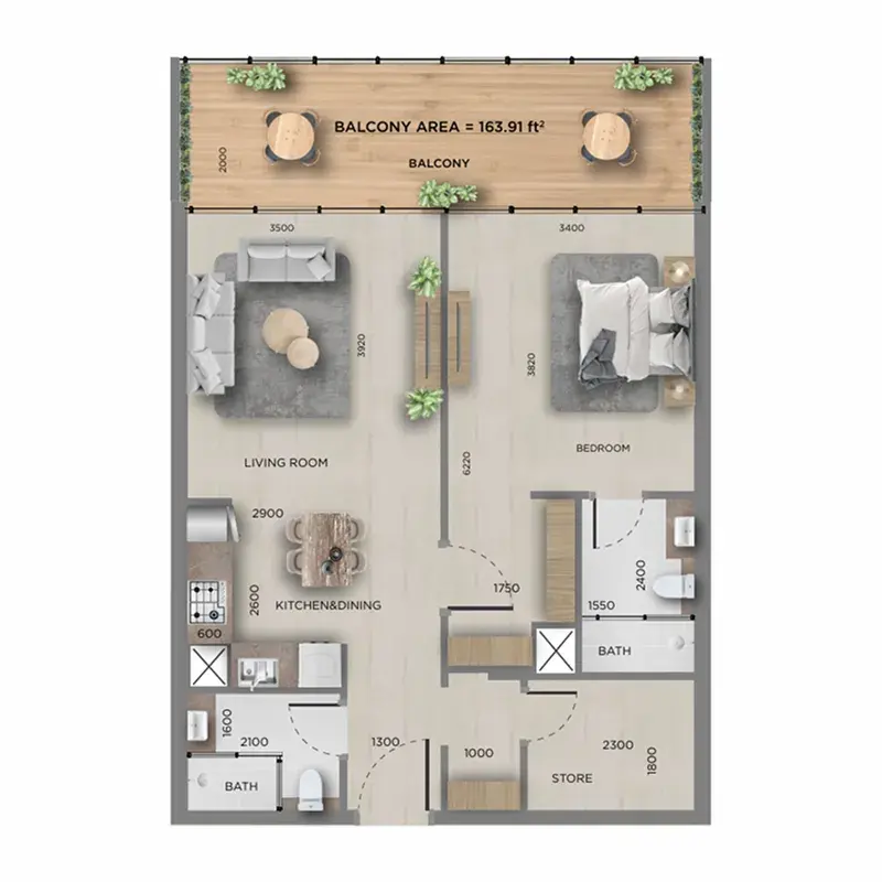 1.5 bedrooms apartments - 368 Park Ln.