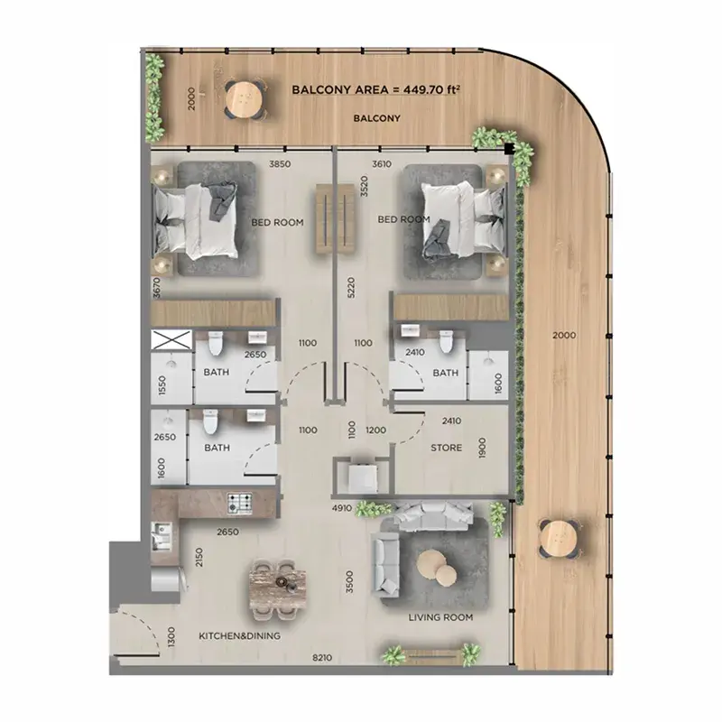2.5 bedrooms apartments - 368 Park Ln.
