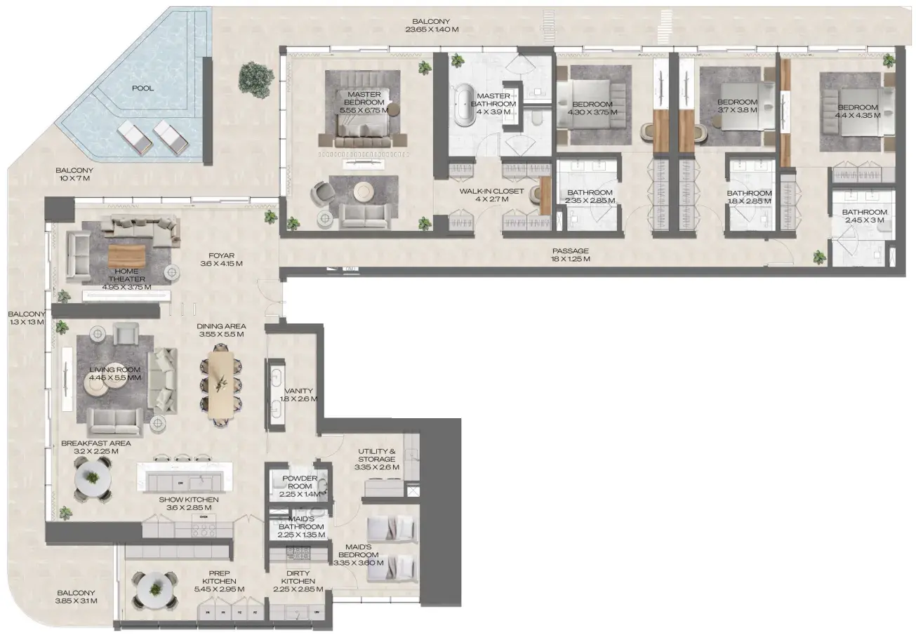 4 Bedrooms penthouse - DWTN Residences
