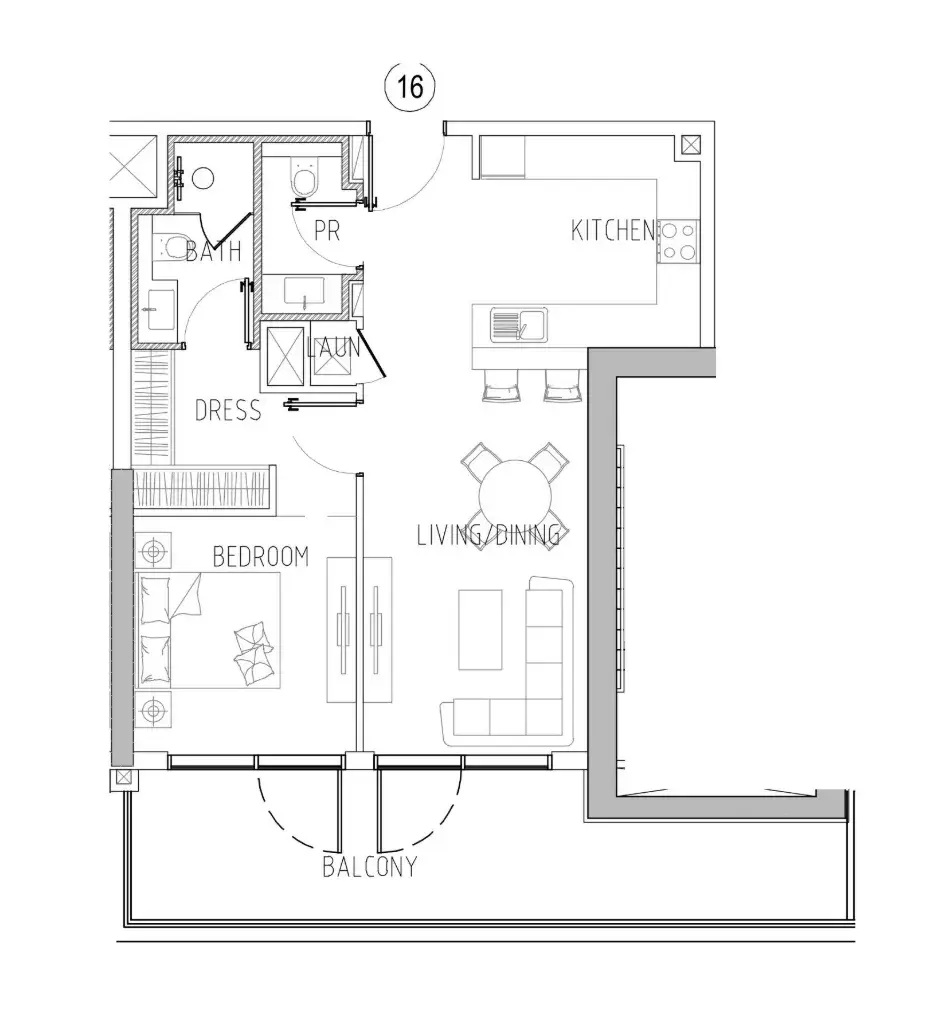 1 Bedroom apartments - Damac Riverside Views floor plan