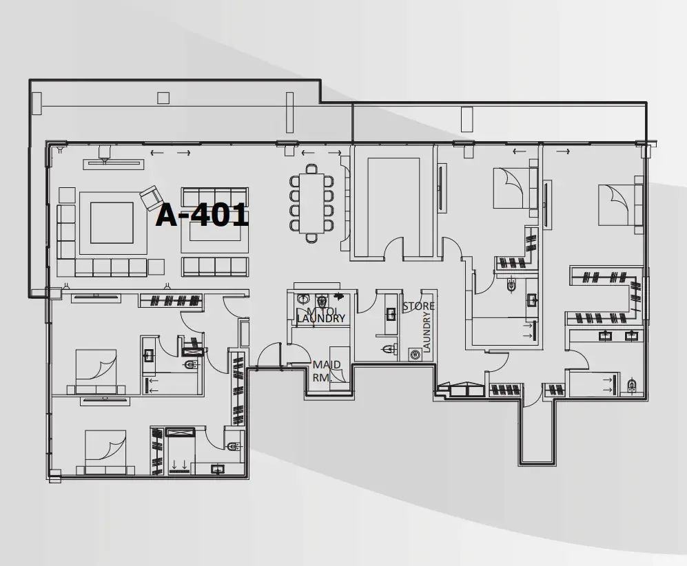 4 Bedrooms penthouse - The 100 floor plan