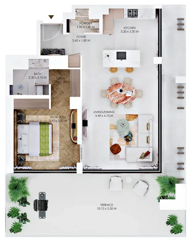 1 Bedroom apartments - Rabdan Square floor plan