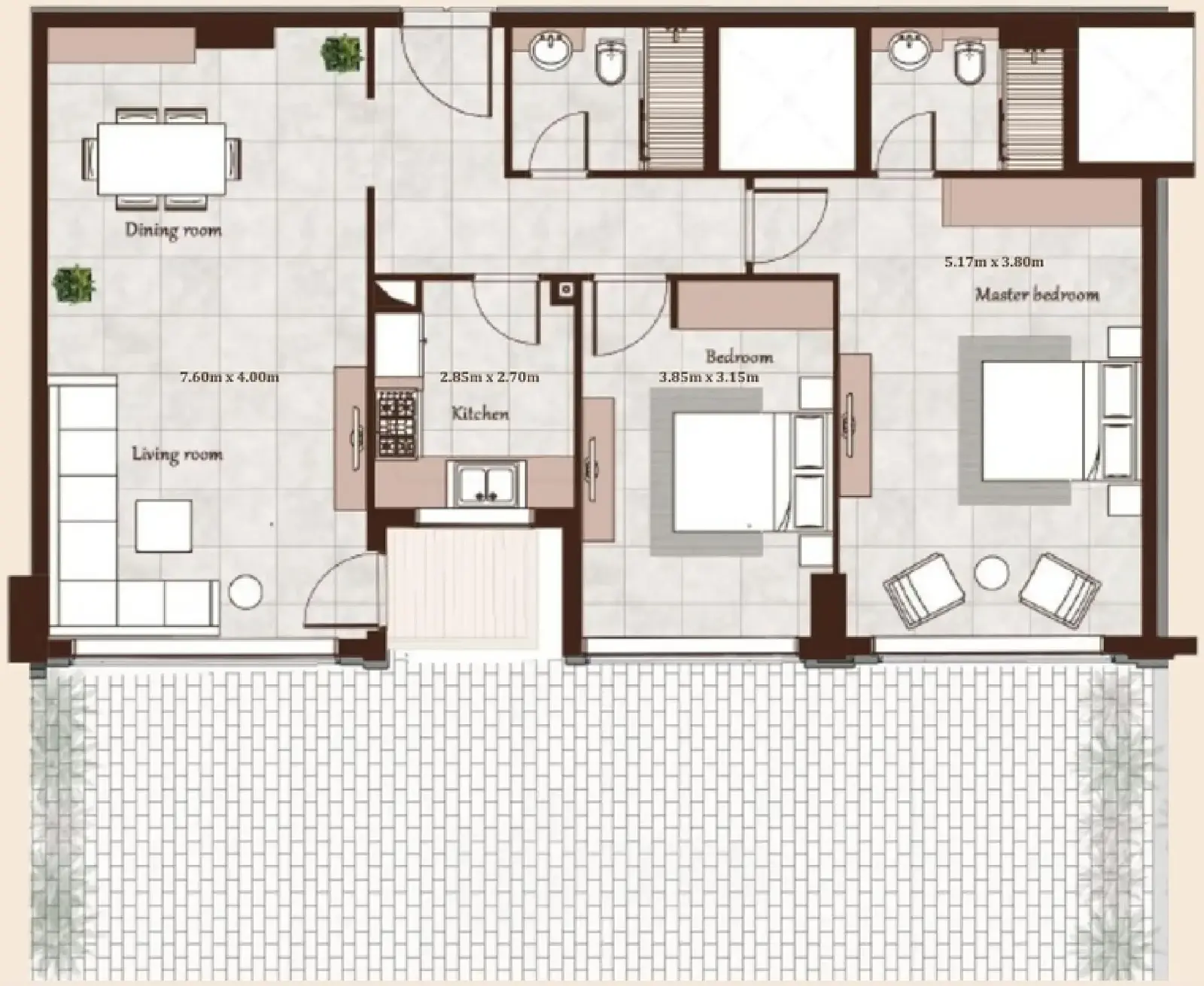 2 Bedrooms apartments - Maison Cannelle Residence floor plan
