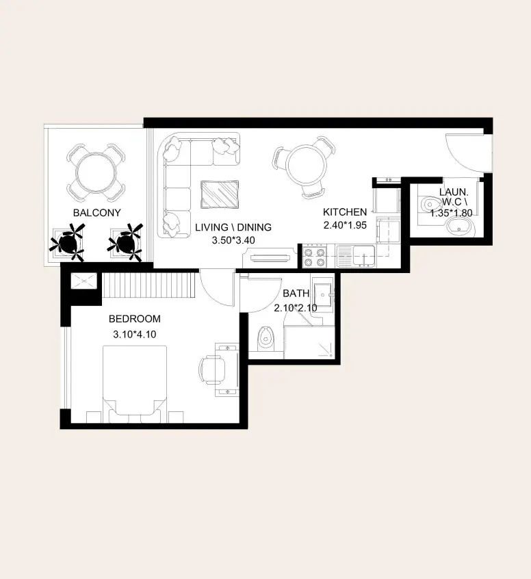 1 Bedroom apartments - X11 floor plan
