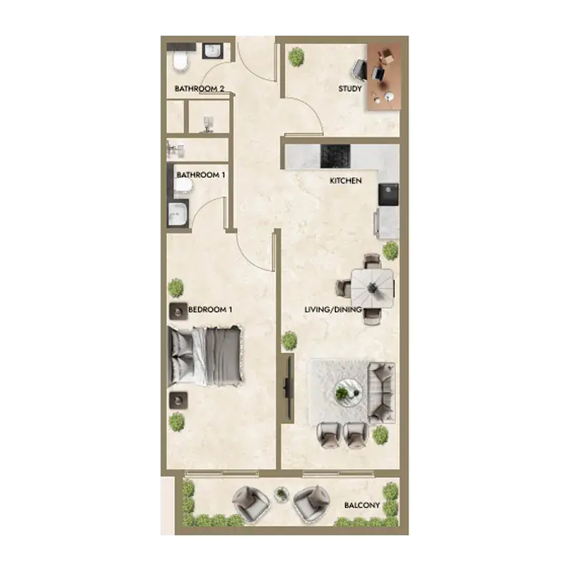 1.5 bedrooms apartments - Greenfield Living
