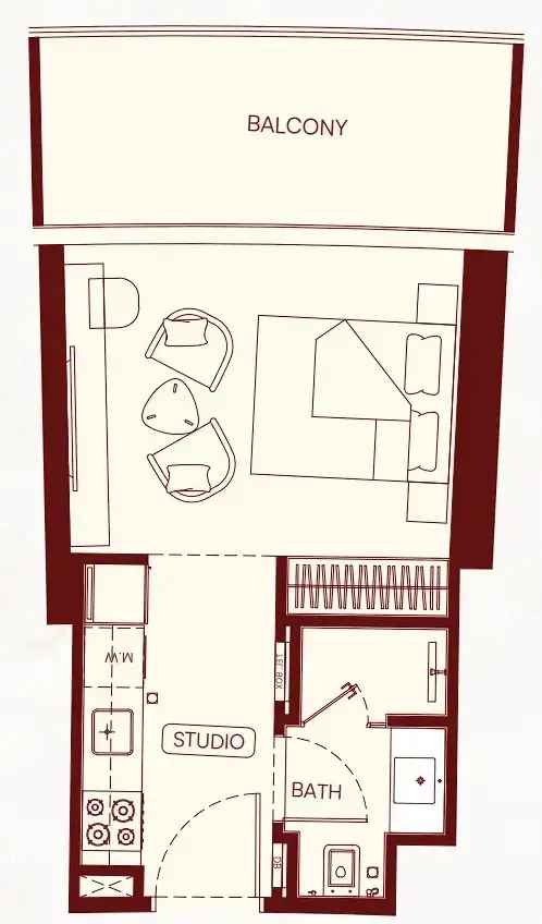 Studio apartments - Binghatti Skyflame floor plan