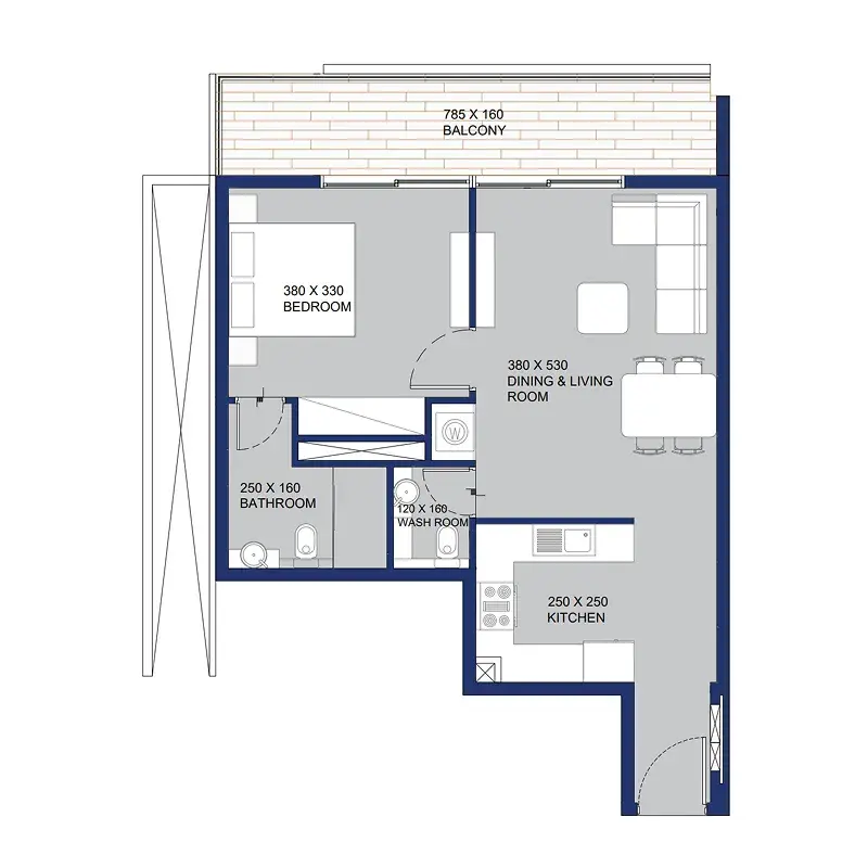 1 Bedroom apartments - Garnet by Siroya floor plan