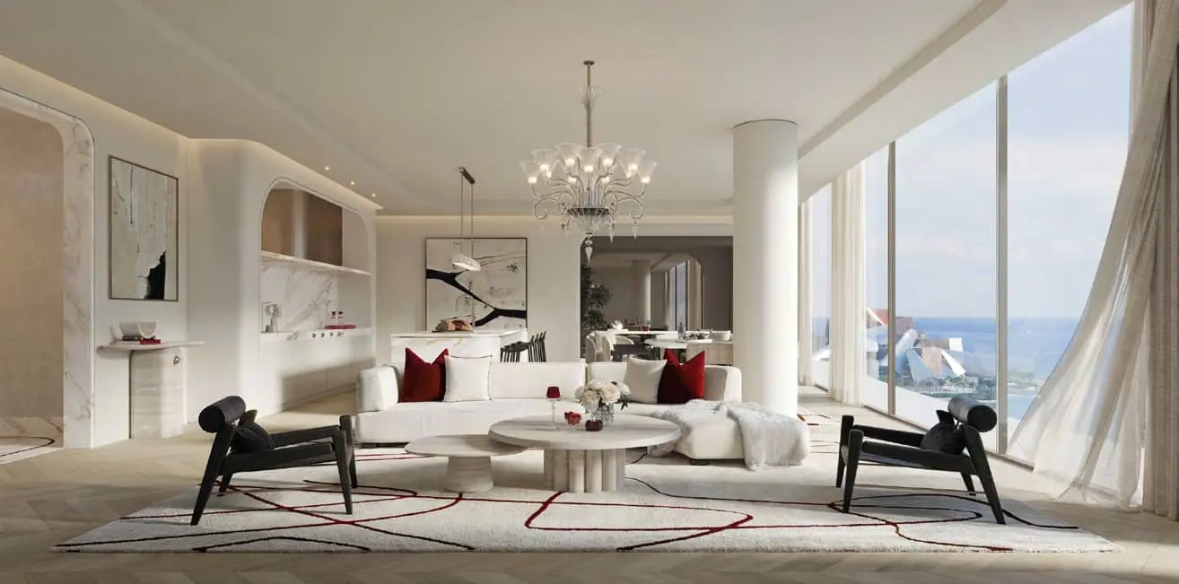 Premium open‑plan living space at Baccarat Residences Abu Dhabi showcasing modern craftsmanship, natural light, and sophisticated branded interior design..jpg