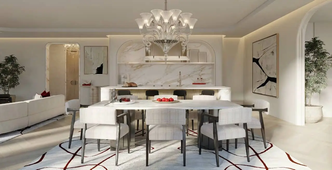 Spacious living room at Baccarat Residences Saadiyat Island Abu Dhabi featuring elegant interiors, curated lighting, and floor‑to‑ceiling cultural district views..jpg