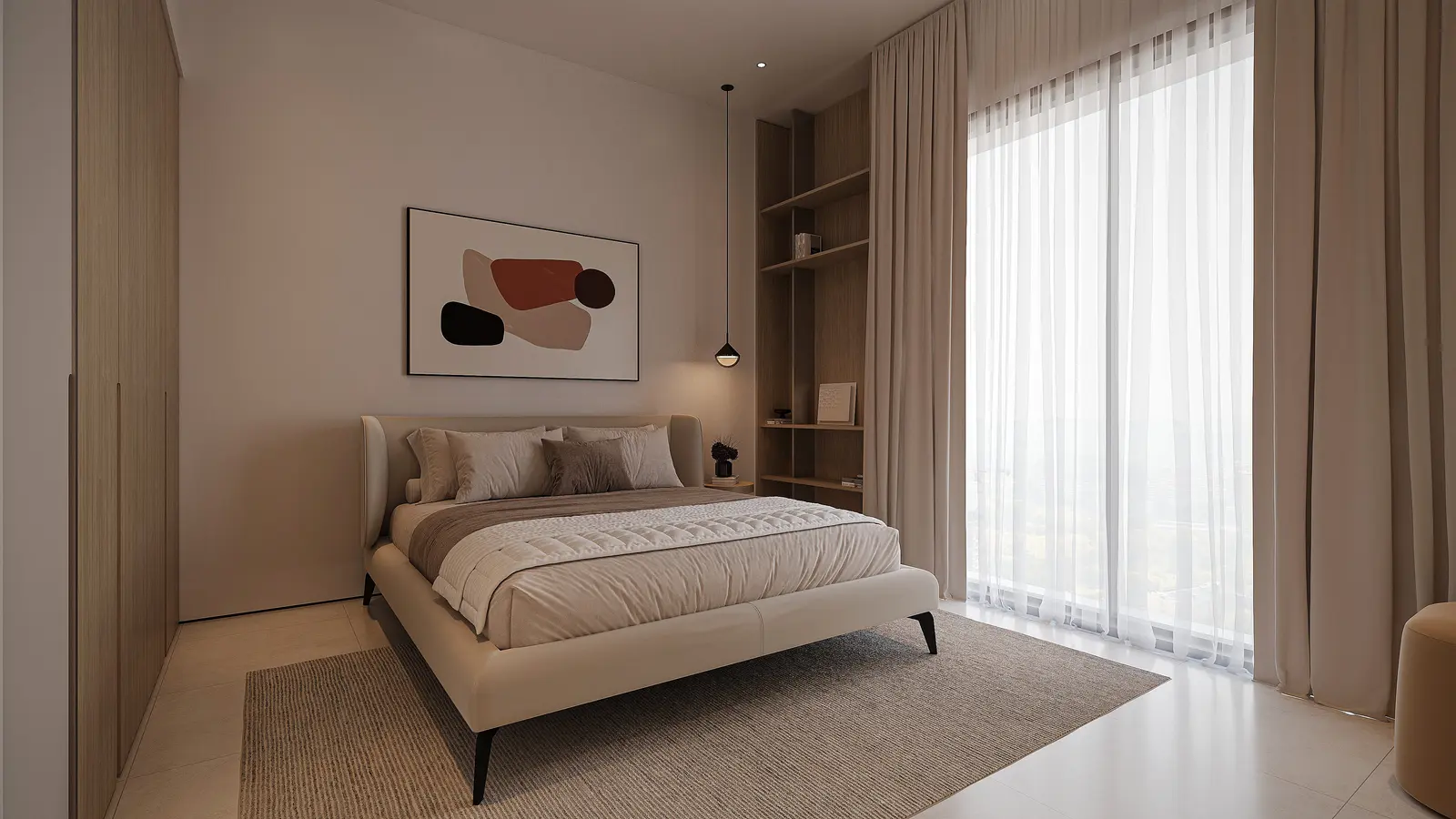 Bedroom 2 at Al Reeman Residences 01 development in Al Shamkha, Abu Dhabi.jpg