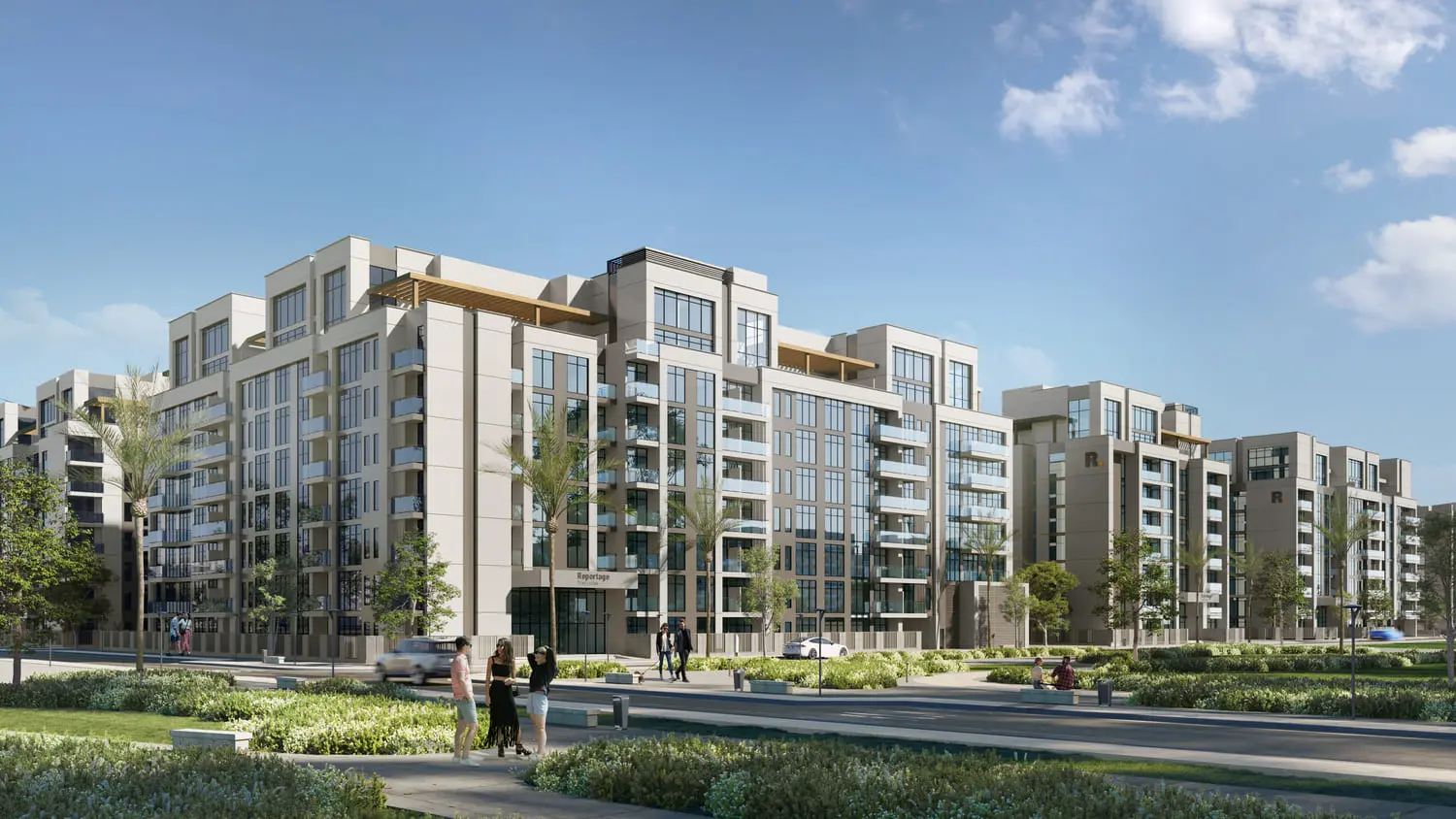 Royal Park at Masdar City modern apartment towers with landscaped surroundings