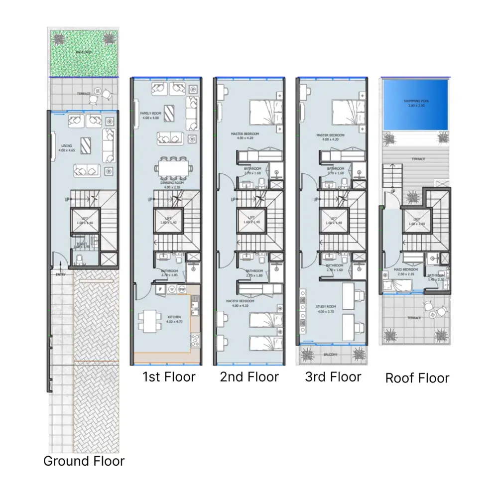 3-Bedroom Townhouse – Complete Layout floor plan