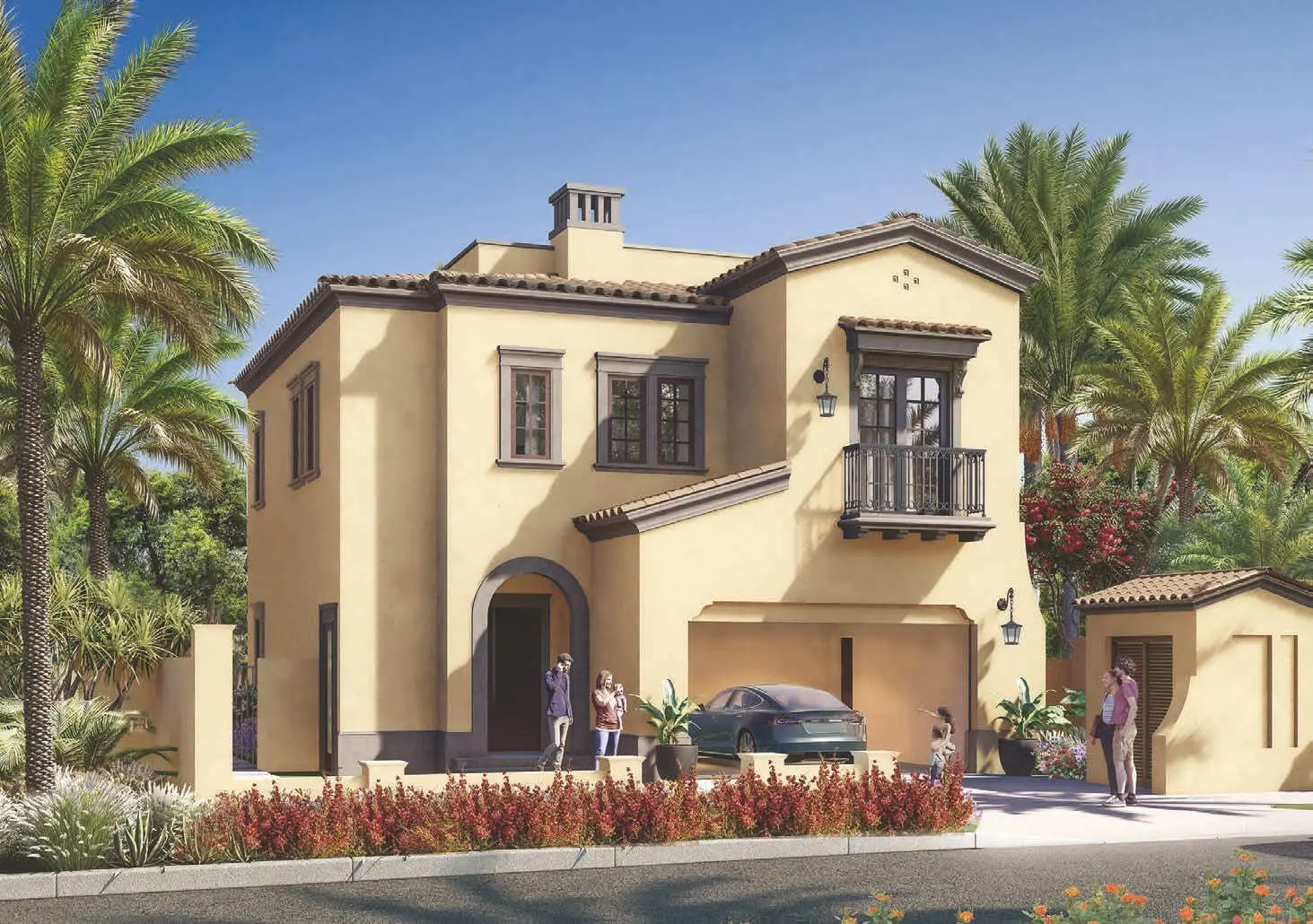 Villa entrance with vaulted doorway design at Cordoba Bloom Living Abu Dhabi