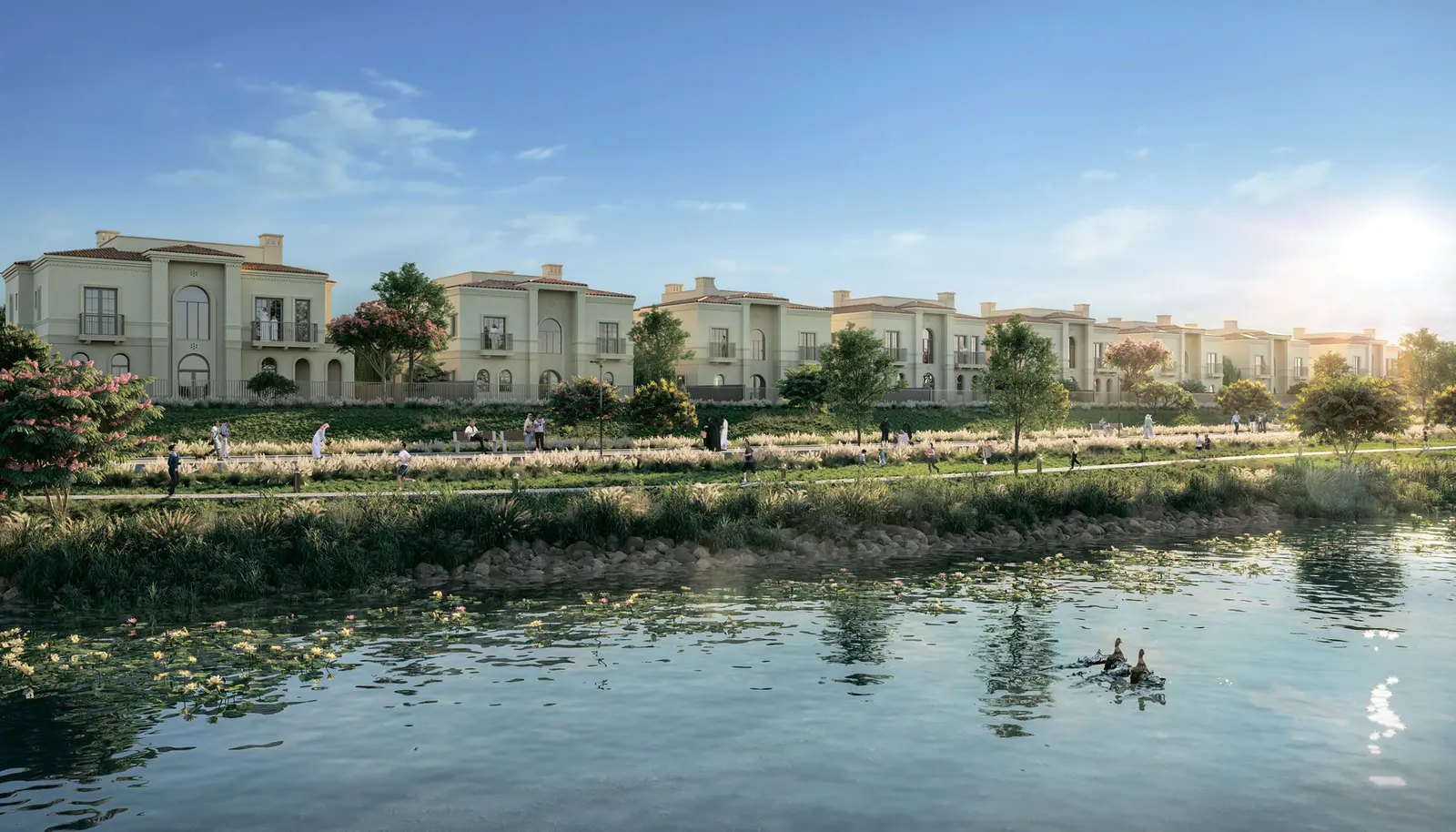 Bloom Living Almeria residential villas with scenic lakeside surroundings Living Almeria contemporary villa facade surrounded by landscaped greenerya018cfa4679e