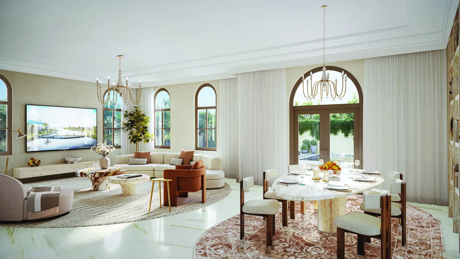 Bloom Living Almeria stylish dining area with modern furnishings and elegant interiors