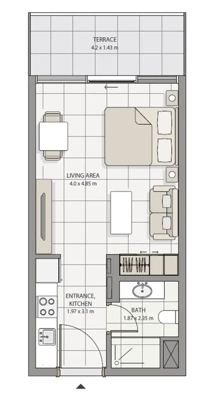 Studio apartments - The Icon Tower floor plan