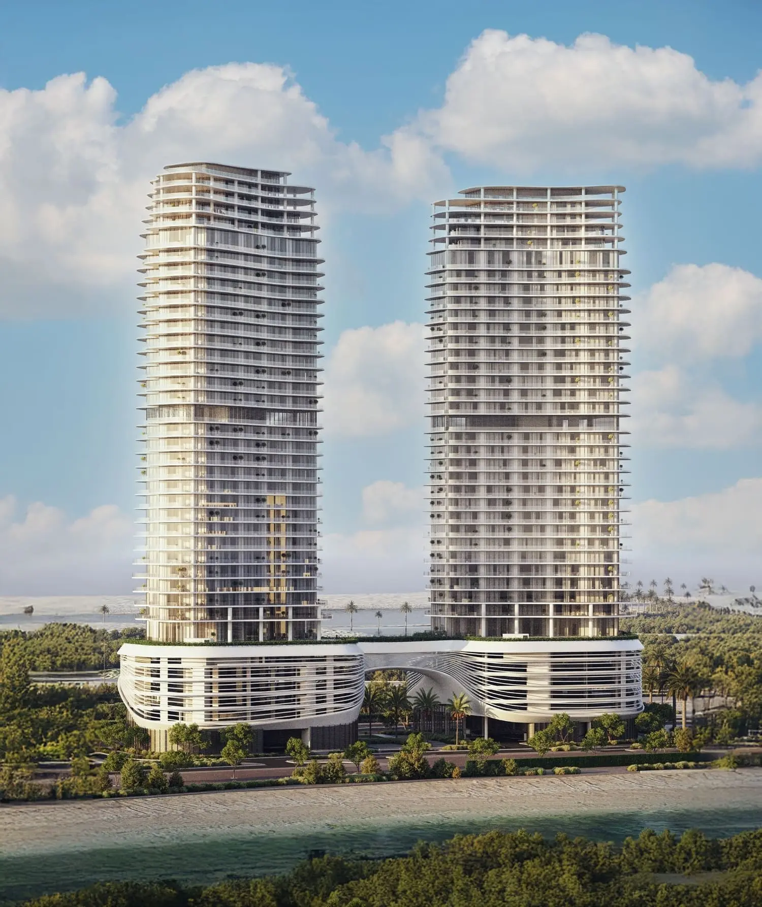 SAAS Heights Al Reem Island Abu Dhabi twin 31-storey tower luxury waterfront residences with signature sky bridge and sea views.