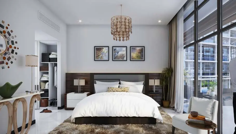 Bright and airy duplex interior at Oasis Two, showcasing the spacious layout for families in Masdar City.