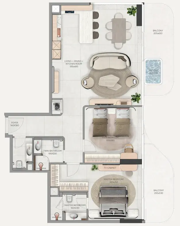 2 Bedrooms apartments - Vestoria Bay