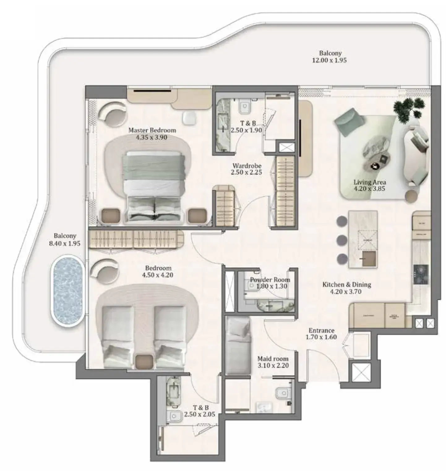 2 Bedrooms apartments - Flow Residences