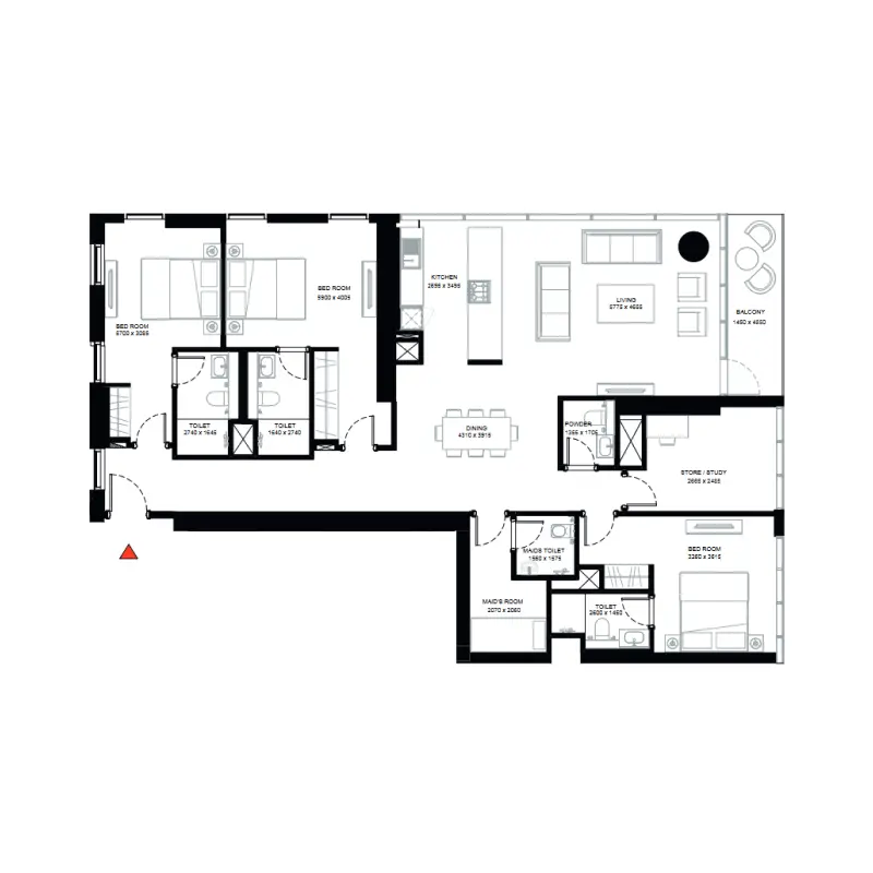 3,5 bedroom