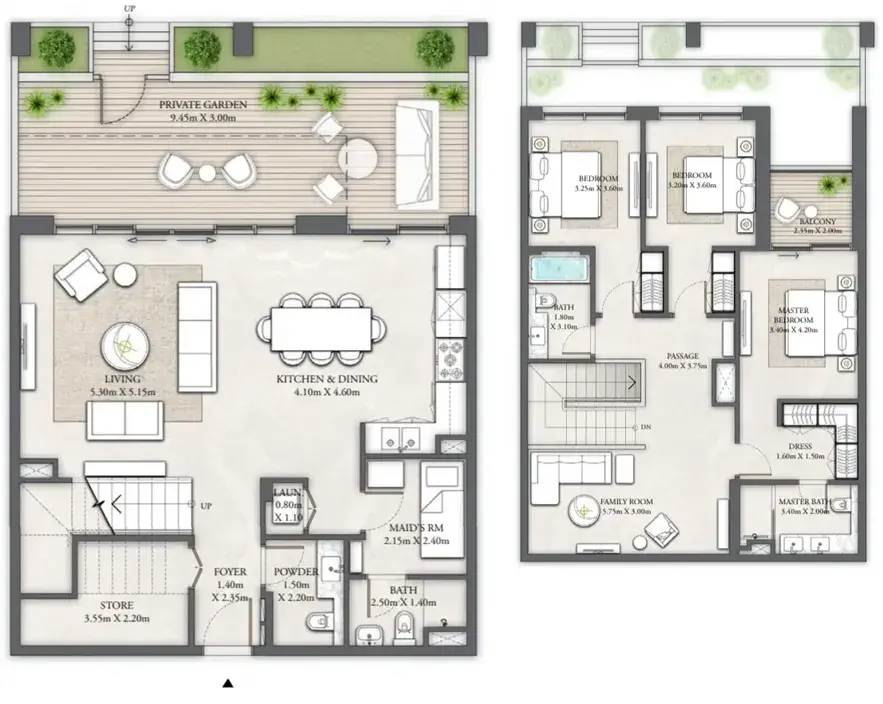 3 Bedrooms townhouse - The Cove II floor plan