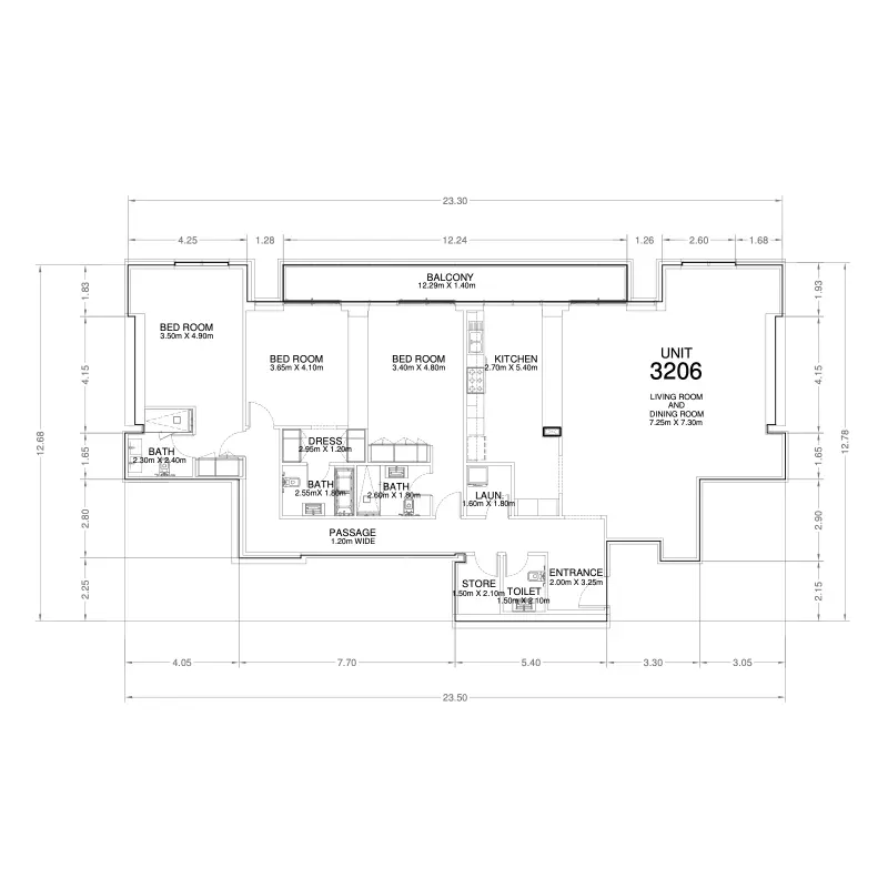 3 bedroom floor plan