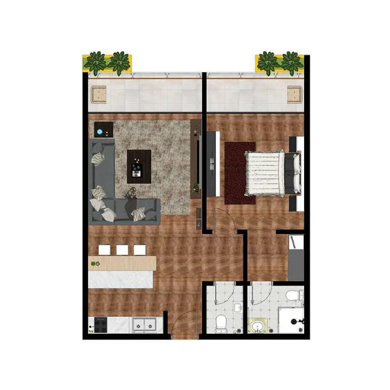 1 bedroom floor plan