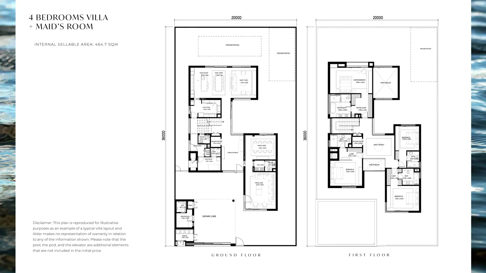 4 Bedrooms Villa floor plan