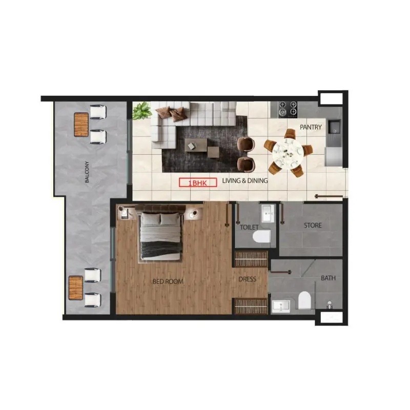 1 bedroom floor plan