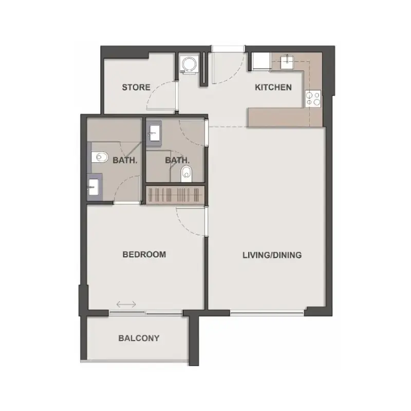 1 bedroom floor plan